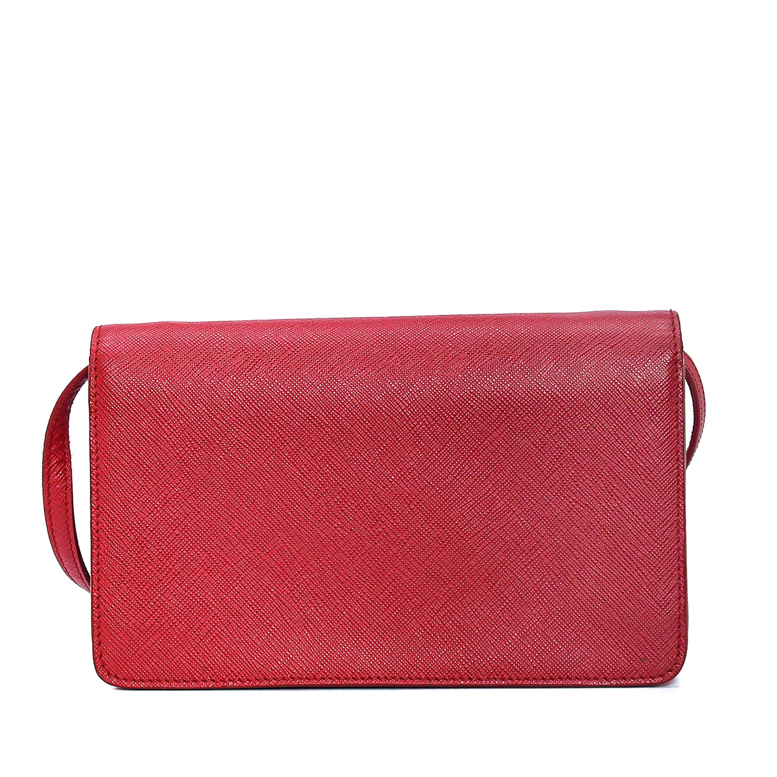 Prada - Red Saffiano Leather Ribbon Wallet On Chain Bag WOC